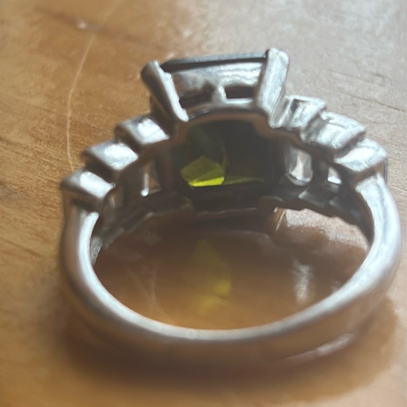 Men’s Sz 7-Vintage Ring Sterling Silver 925 Green Stone - Picture 5 of 7